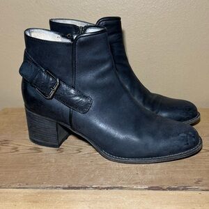 Aquatalia Vero Cuoio Womens Leather Zip Buckle Ankle Boot Heel 8